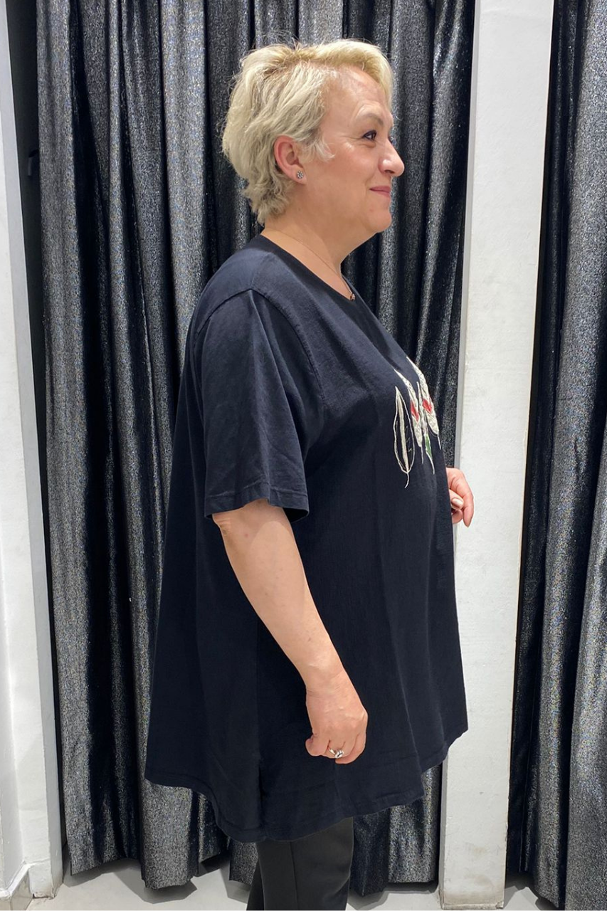 Selma Büyük Beden Yaprak Desenli T-Shirt