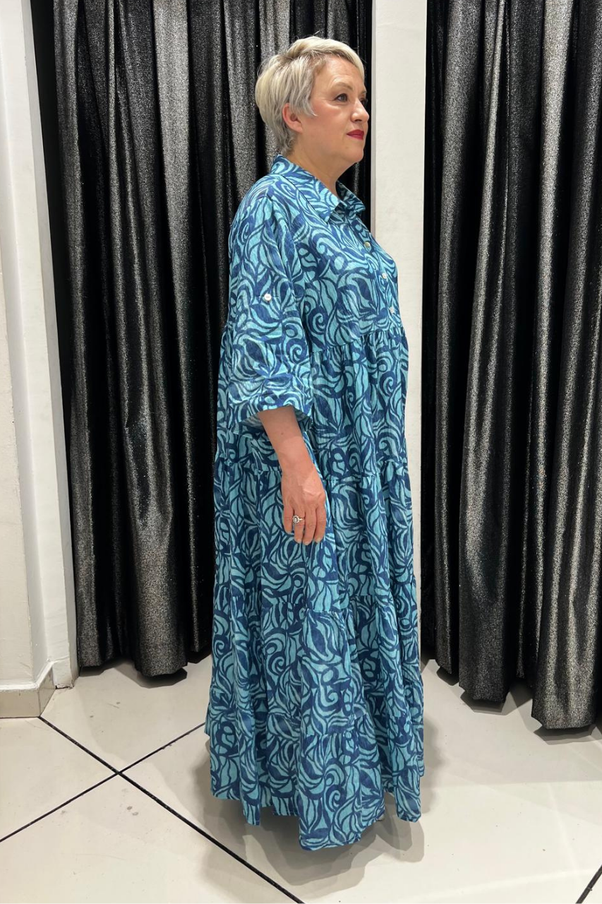 Selma Büyük Beden Yarım Kol Bol Form Elbise
