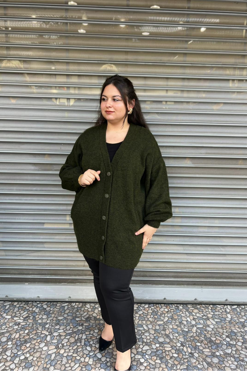 Selma Büyük Beden Yünlü Hırka