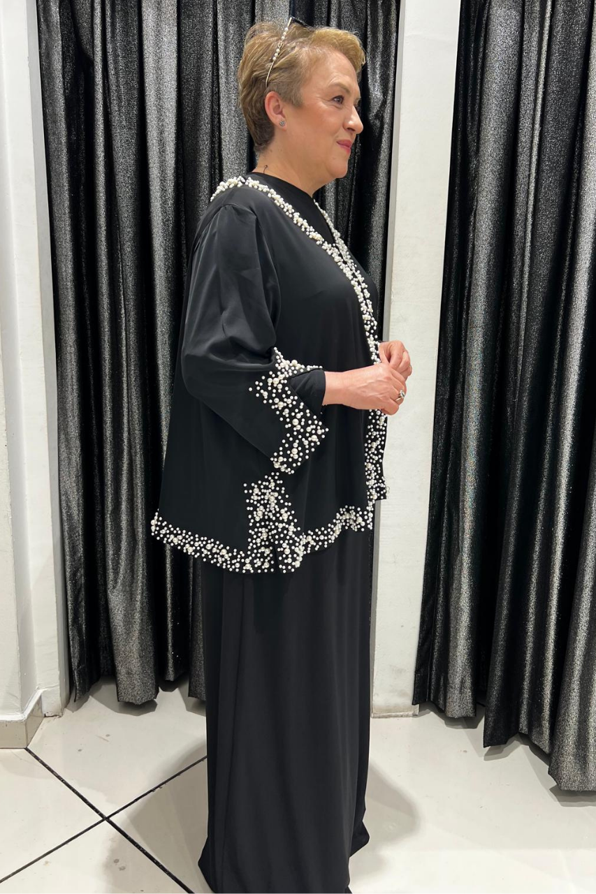 Selma Büyük Beden Zarif İnci İşlemeli Ceket