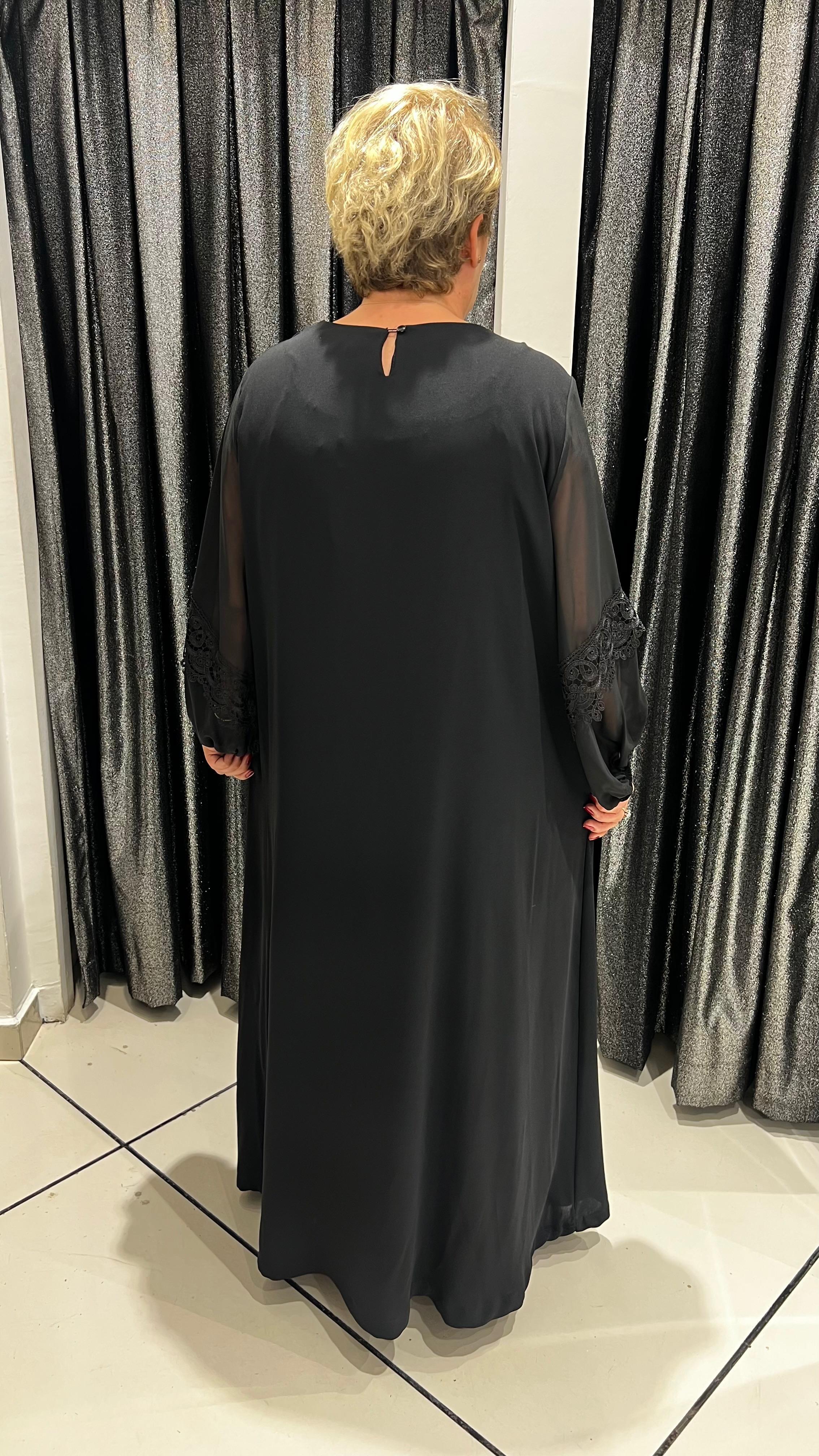 Selma Büyük Beden Zarif Siyah Elbise