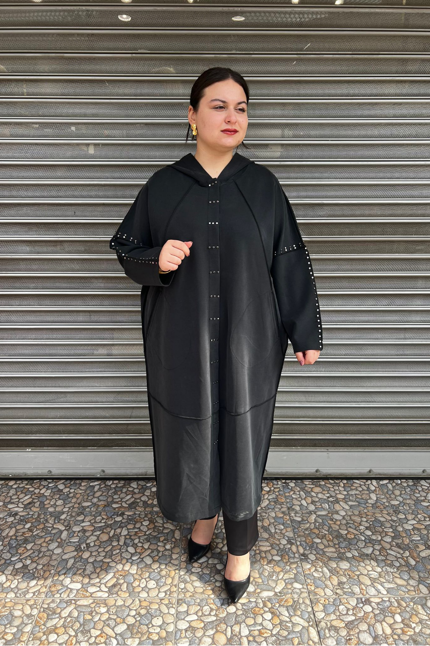 Selma Büyük Beden Zımba Detaylı Hırka/Kap