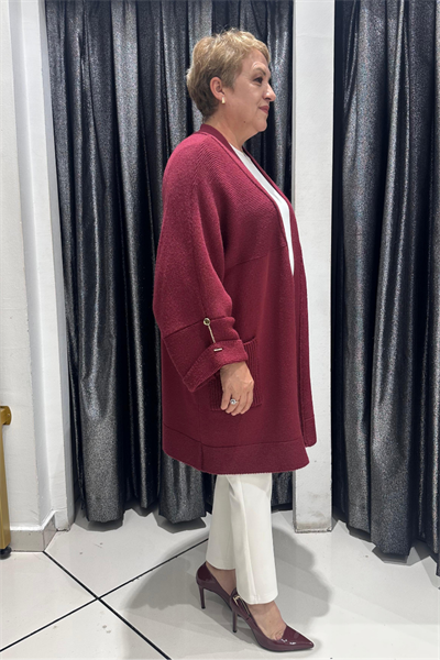Selma Büyük Beden Açık Ön Cepli Triko Hırka