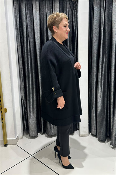 Selma Büyük Beden Açık Ön Cepli Triko Hırka