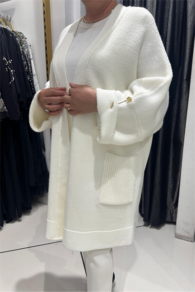 Selma Büyük Beden Açık Ön Cepli Triko Hırka