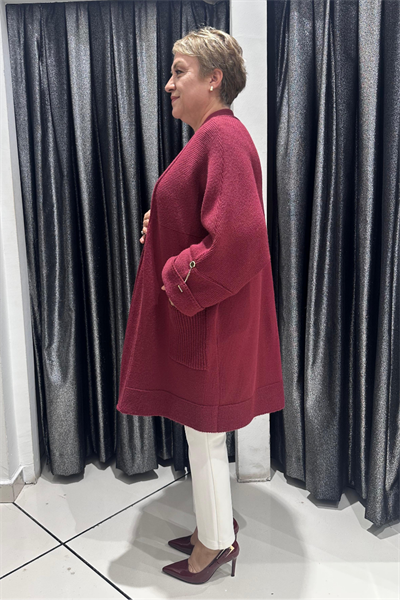 Selma Büyük Beden Açık Ön Cepli Triko Hırka