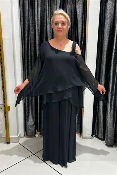 Selma Büyük Beden Asimetrik Kesim Şifon Takım