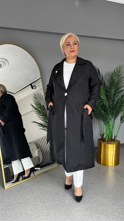 Selma Büyük Beden Astarsız Kapitone Kap