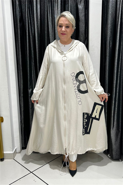 Selma Büyük Beden Baskı Detaylı Kap