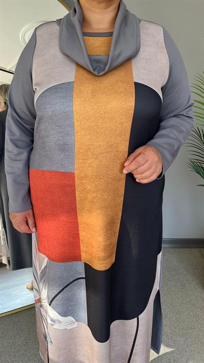 Selma Büyük Beden Baskılı Elbise