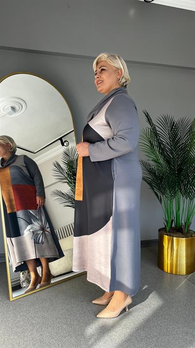 Selma Büyük Beden Baskılı Elbise