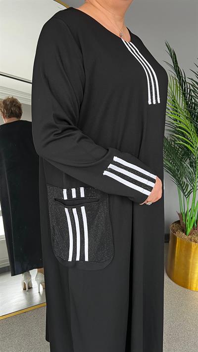 Selma Büyük Beden Spor Şerit Detaylı Elbise