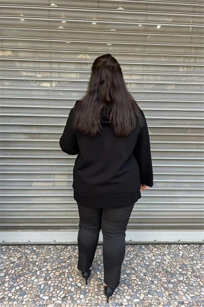 Selma Büyük Beden Boncuk İşlemeli Kapüşonlu Hırka