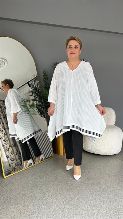 Selma Büyük Beden Bordür Detaylı Tunik