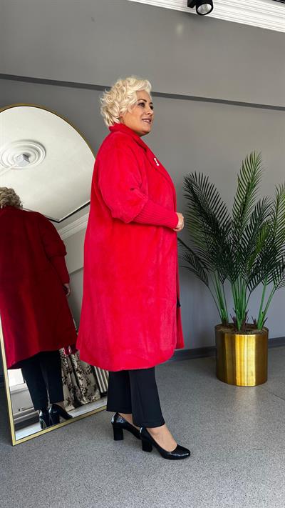 Selma Büyük Beden Broş Detaylı Kürk