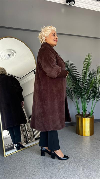 Selma Büyük Beden Broş Detaylı Kürk