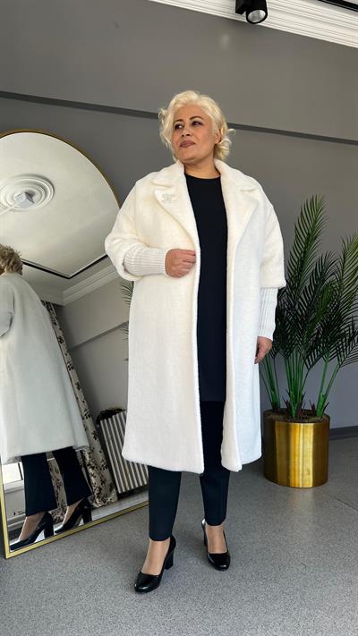 Selma Büyük Beden Broş Detaylı Kürk