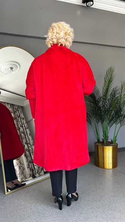 Selma Büyük Beden Broş Detaylı Kürk