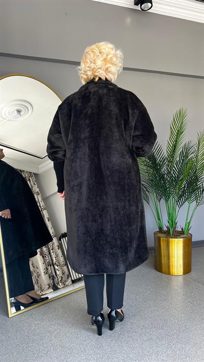 Selma Büyük Beden Broş Detaylı Kürk