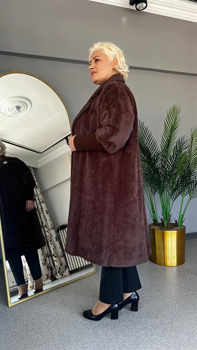 Selma Büyük Beden Broş Detaylı Kürk