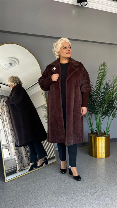 Selma Büyük Beden Broş Detaylı Kürk