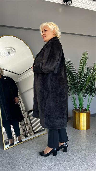 Selma Büyük Beden Broş Detaylı Kürk