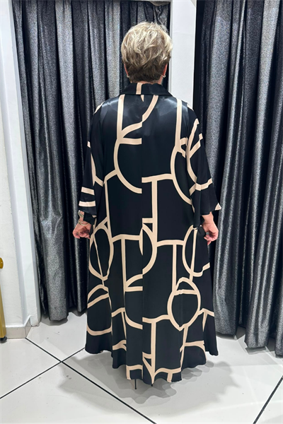 Selma Büyük Beden Broş Detaylı Saten Elbise