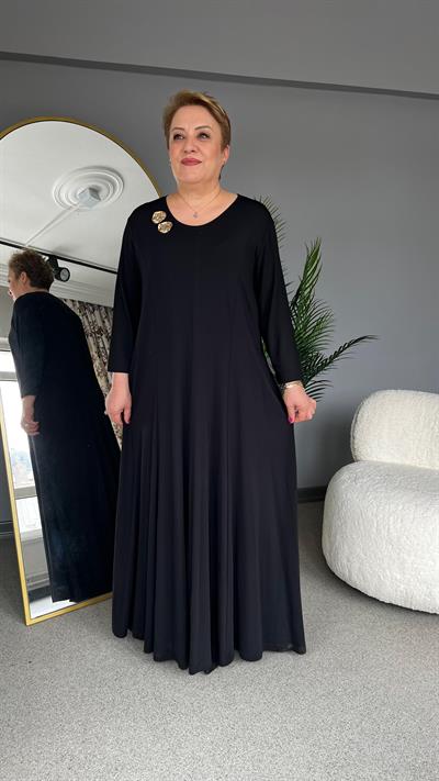 Selma Büyük Beden Broşlu Elbise