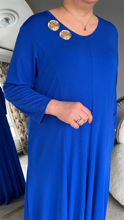 Selma Büyük Beden Broşlu Elbise