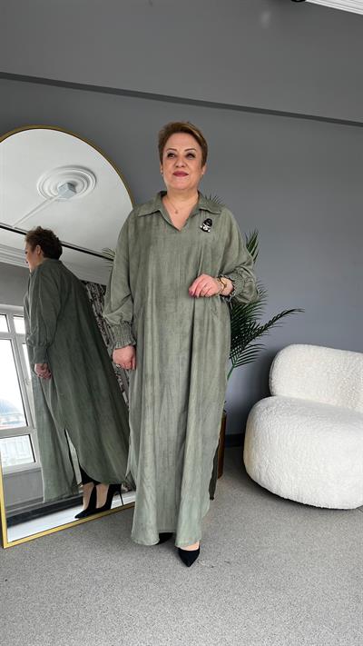 Selma Büyük Beden Broşlu Elbise