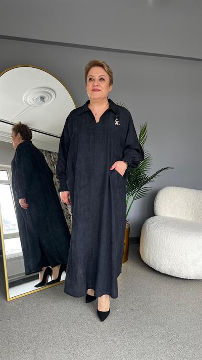 Selma Büyük Beden Broşlu Elbise