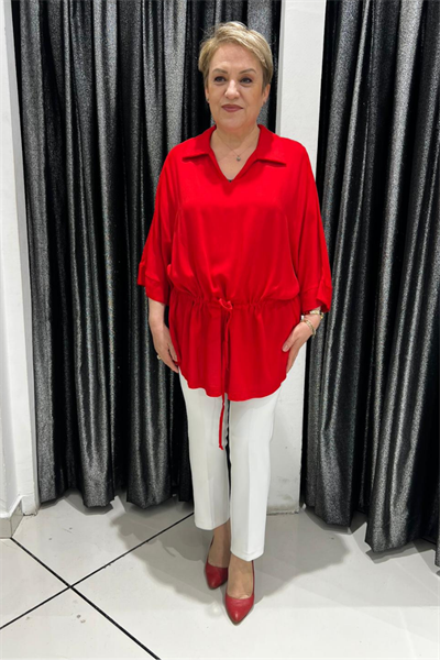 Selma Büyük Beden Büzgü Detaylı Bluz