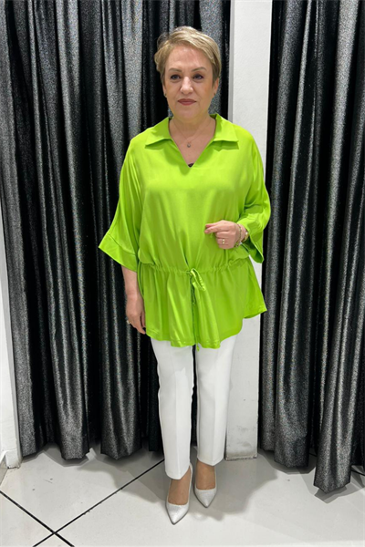 Selma Büyük Beden Büzgü Detaylı Bluz