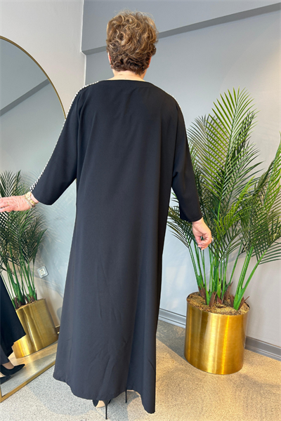 Selma Büyük Beden Çakma Taş Detaylı Elbise