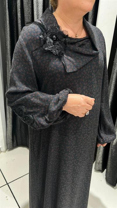 Selma Büyük Beden Cepli Puantiyeli Elbise