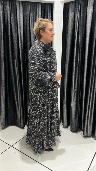 Selma Büyük Beden Cepli Puantiyeli Elbise