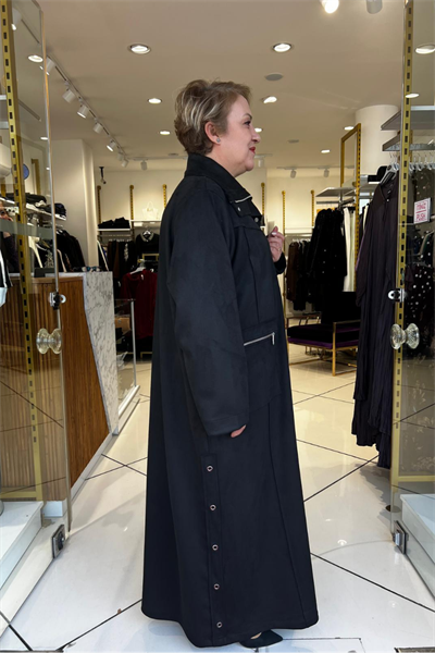 Selma Büyük Beden Cepli Süet Kap/Ferace