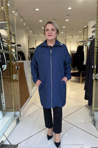 Selma Büyük Beden Cepli ve Broş Detaylı Siyah Uzun Kap