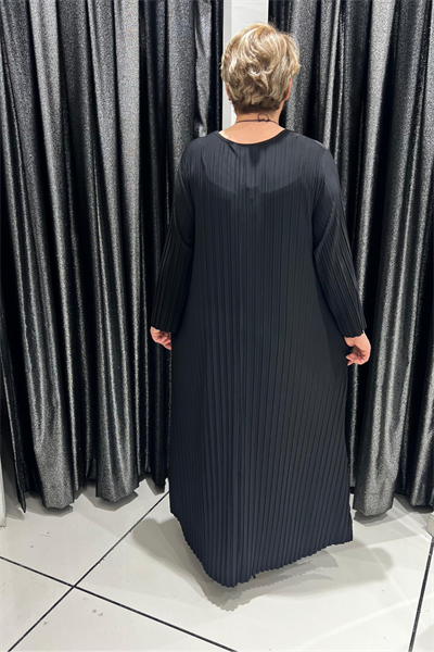 Selma Büyük Beden Çiçek Aplikeli Uzun Elbise