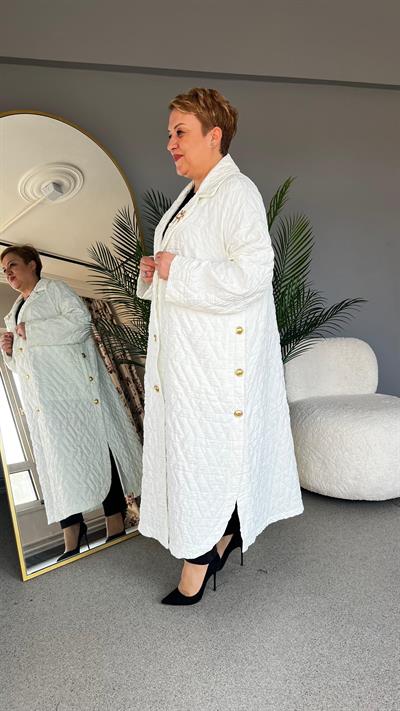 Selma Büyük Beden Çiçek Broşlu Pardesü