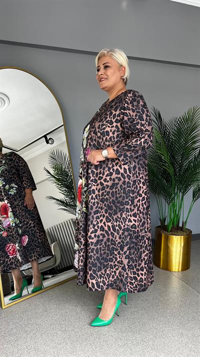 Selma Büyük Beden Çiçek Desen Elbise