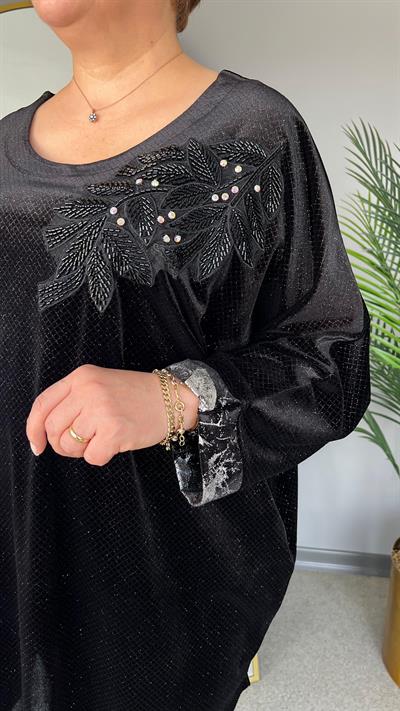 Selma Büyük Beden Çiçek Desenli Bluz