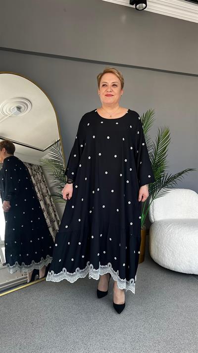 Selma Büyük Beden Çiçek Desenli Elbise