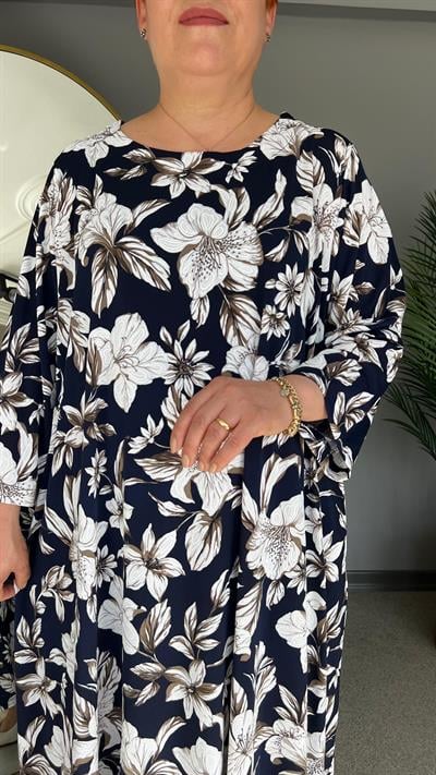 Selma Büyük Beden Çİçek Desenli Elbise