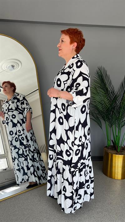 Selma Büyük Beden Çiçek Desenli Elbise