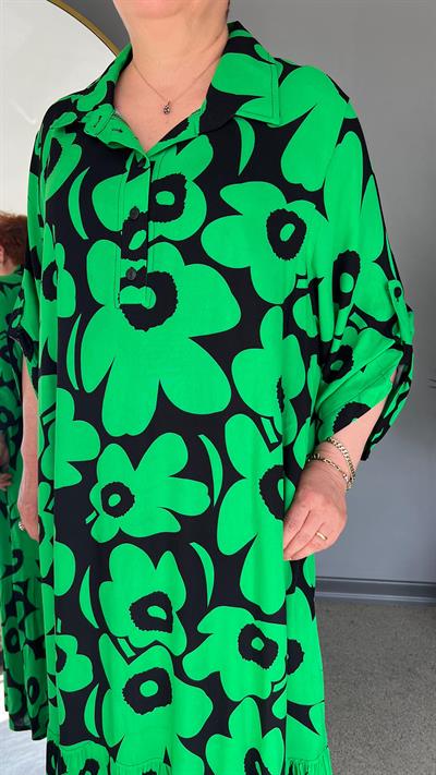 Selma Büyük Beden Çiçek Desenli Elbise