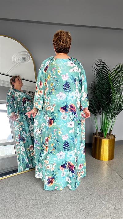 Selma Büyük Beden Çiçek Desenli Elbise