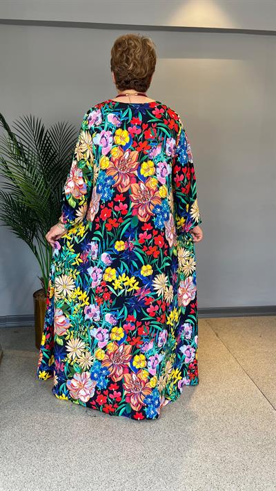 Selma Büyük Beden Çiçek Desenli Elbise