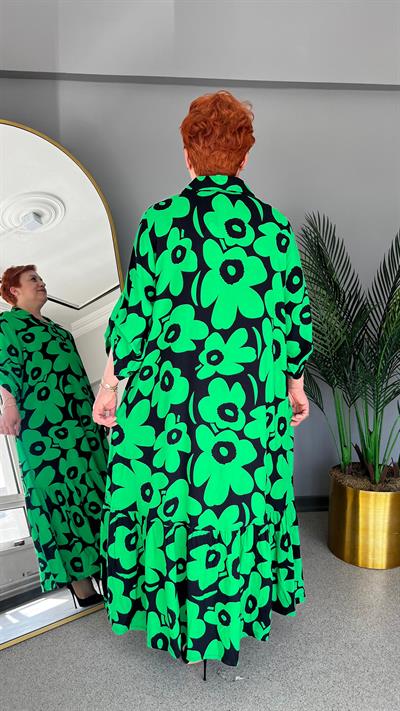 Selma Büyük Beden Çiçek Desenli Elbise