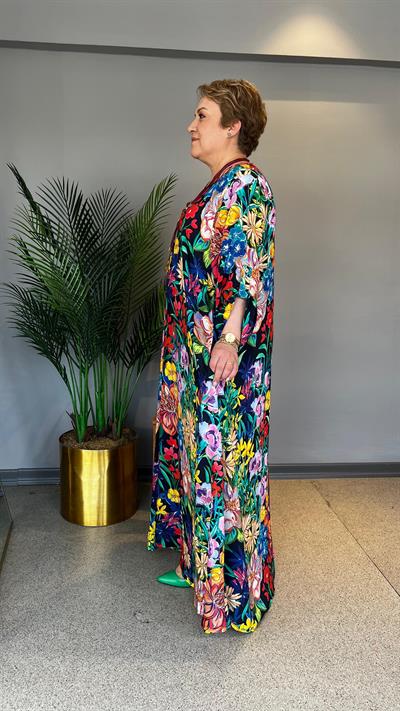 Selma Büyük Beden Çiçek Desenli Elbise